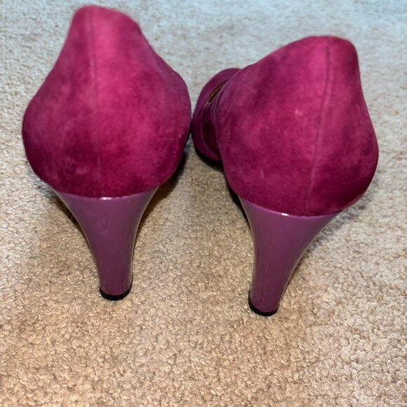 Ann Klein Clemence iFlex Magenta Suede Pumps Heels 9 - Picture 6 of 11